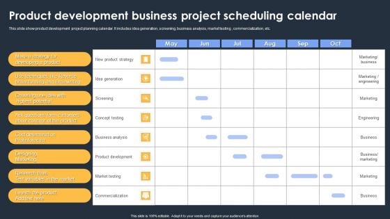 Product Development Business Project Scheduling Calendar Guidelines PDF