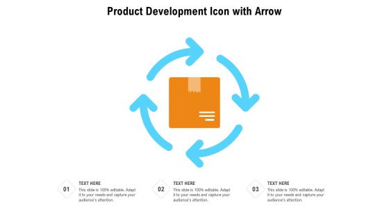 Product Development Icon With Arrow Ppt PowerPoint Presentation Layouts Slideshow PDF