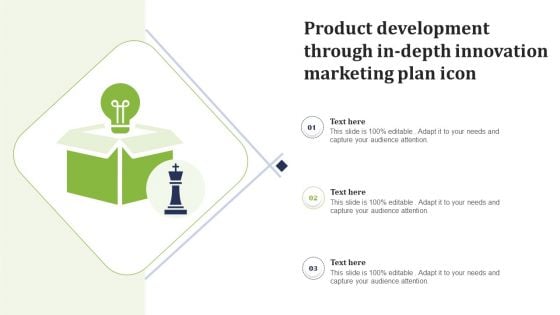 Product Development Through In Depth Innovation Marketing Plan Icon Ppt Infographic Template Styles PDF