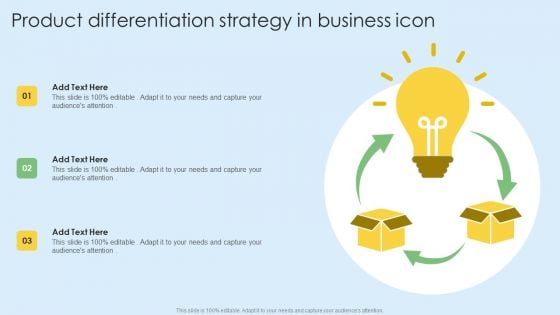 Product Differentiation Strategy In Business Icon Inspiration PDF