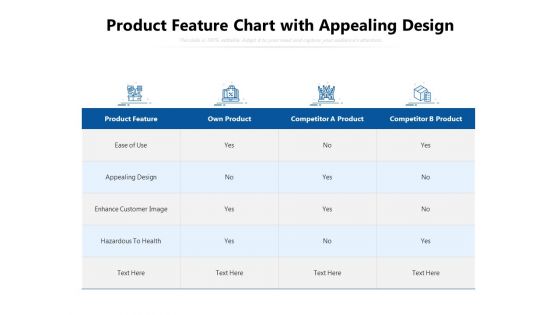Product Feature Chart With Appealing Design Ppt PowerPoint Presentation File Clipart PDF