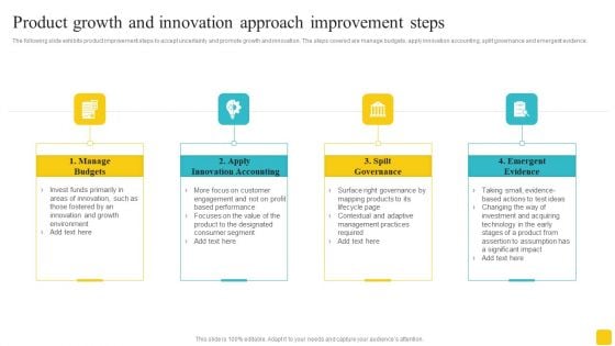 Product Growth And Innovation Approach Improvement Steps Brochure PDF