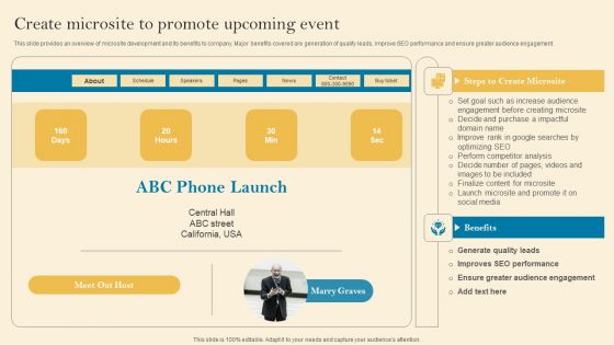 Product Inauguration Event Planning And Administration Create Microsite To Promote Elements PDF Product Inauguration Event Planning And Administration Create Microsite To Promote Elements PDF