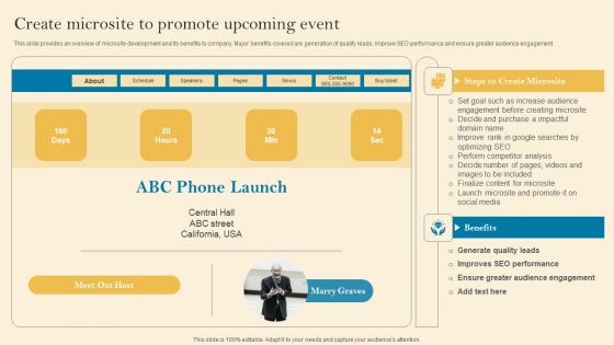 Product Inauguration Event Planning And Administration Create Microsite To Promote Elements PDF