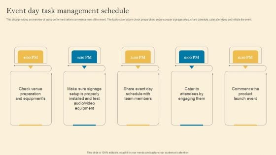 Product Inauguration Event Planning And Administration Event Day Task Management Schedule Introduction PDF Product Inauguration Event Planning And Administration Event Day Task Management Schedule Introduction PDF
