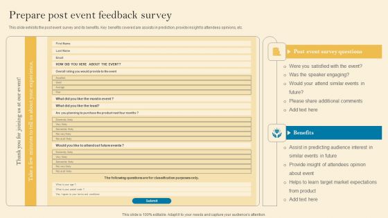 Product Inauguration Event Planning And Administration Prepare Post Event Feedback Survey Formats PDF