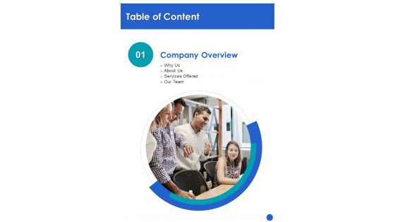 Product Inauguration Occasion Proposal Table Of Content One Pager Sample Example Document