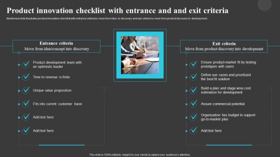 Product Innovation Checklist With Entrance Creating And Offering Multiple Product Ranges In New Business Portrait PDF