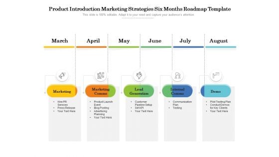 Product Introduction Marketing Strategies Six Months Roadmap Template Summary