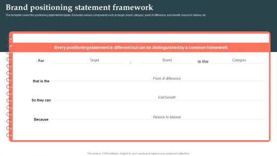 Product Launch Strategy Brand Positioning Statement Framework Ppt Show Slideshow PDF