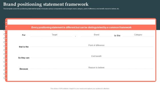 Product Launch Strategy Brand Positioning Statement Framework Ppt Show Slideshow PDF