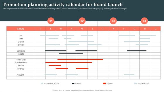 Product Launch Strategy Promotion Planning Activity Calendar For Brand Launch Ppt Summary Inspiration PDF