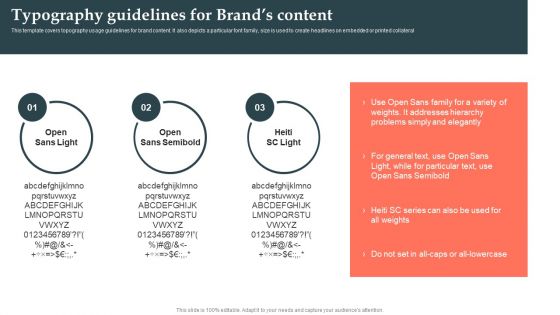 Product Launch Strategy Typography Guidelines For Brands Content Ppt Slides Samples PDF