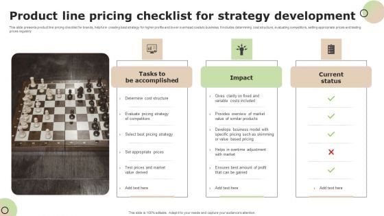 Product Line Pricing Checklist For Strategy Development Background PDF