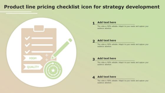 Product Line Pricing Checklist Icon For Strategy Development Rules PDF