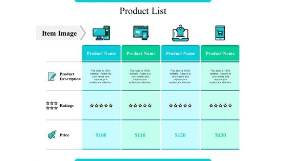 Product List Ppt PowerPoint Presentation Slides Sample