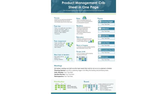 Product Management Crib Sheet In One Page PDF Document PPT Template