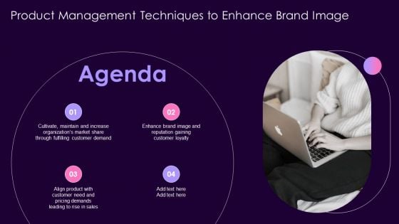 Product Management Techniques To Enhance Brand Image Agenda Themes PDF