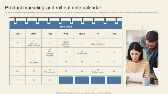 Product Marketing And Roll Out Date Calendar Summary PDF