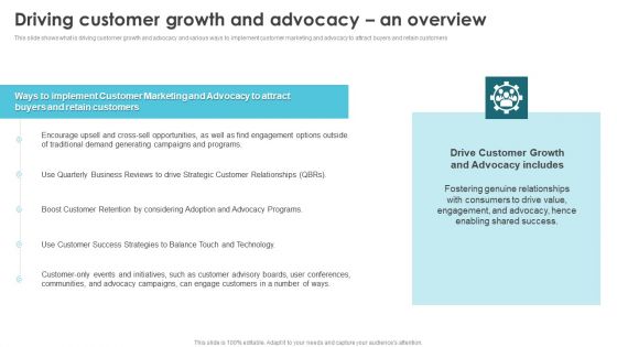 Product Marketing For Generating Driving Customer Growth And Advocacy Inspiration PDF