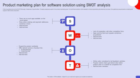 Product Marketing Plan For Software Solution Using SWOT Analysis Background PDF