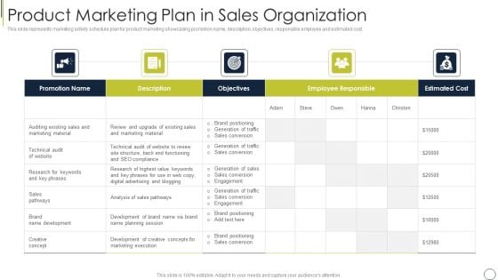 Product Marketing Plan In Sales Organization Rules PDF