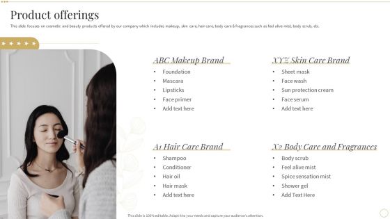 Product Offerings Skin Care And Beautifying Products Company Profile Introduction PDF Product Offerings Skin Care And Beautifying Products Company Profile Introduction PDF
