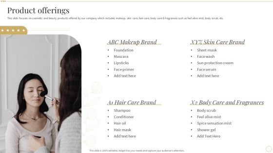 Product Offerings Skin Care And Beautifying Products Company Profile Introduction PDF