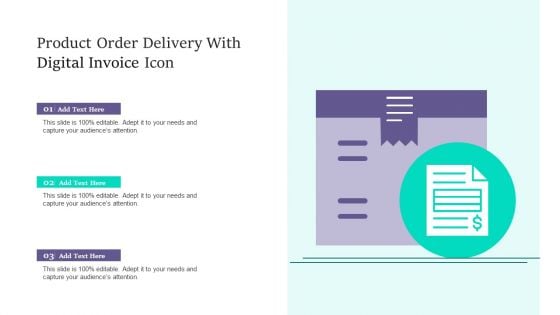 Product Order Delivery With Digital Invoice Icon Portrait PDF