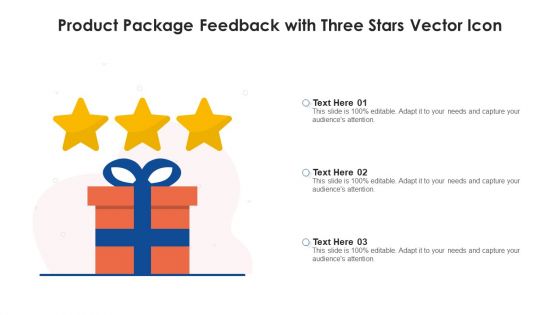 Product Package Feedback With Three Stars Vector Icon Ppt PowerPoint Presentation Gallery Background Designs PDF