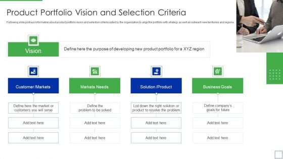 Product Portfolio Management For New Target Region Product Portfolio Vision And Selection Criteria Diagrams PDF