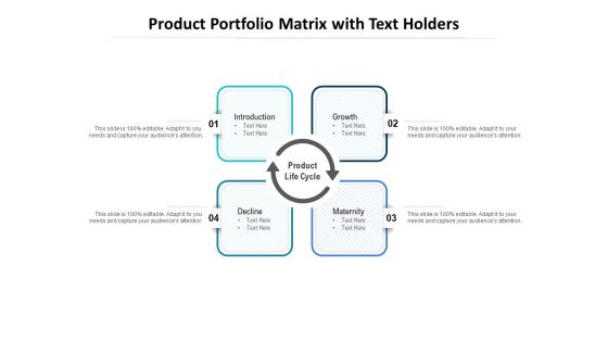 Product Portfolio Matrix With Text Holders Ppt PowerPoint Presentation Infographics Guidelines