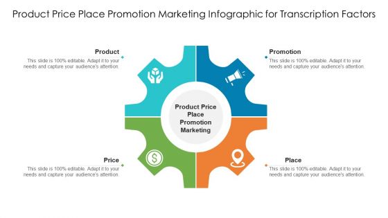 Product Price Place Promotion Marketing Infographic For Transcription Factors Icons PDF