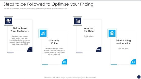 Product Pricing Strategies Analysis Steps To Be Followed To Optimize Your Pricing Summary PDF