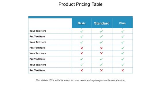 Product Pricing Table Ppt PowerPoint Presentation File Deck