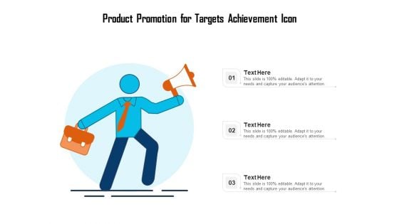 Product Promotion For Targets Achievement Icon Ppt PowerPoint Presentation Summary Template PDF