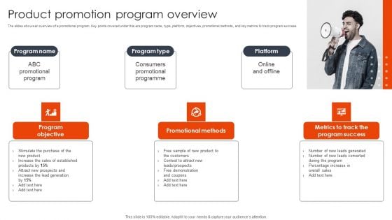 Product Promotion Program Overview Client Acquisition Techniques To Boost Sales Themes PDF