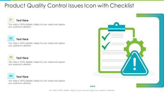 Product Quality Control Issues Icon With Checklist Themes PDF