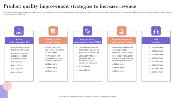 Product Quality Improvement Strategies To Increase Revenue Mockup PDF