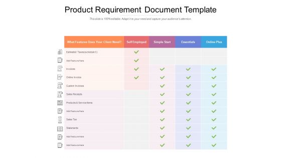 Product Requirement Document Template Ppt PowerPoint Presentation File Infographic Template