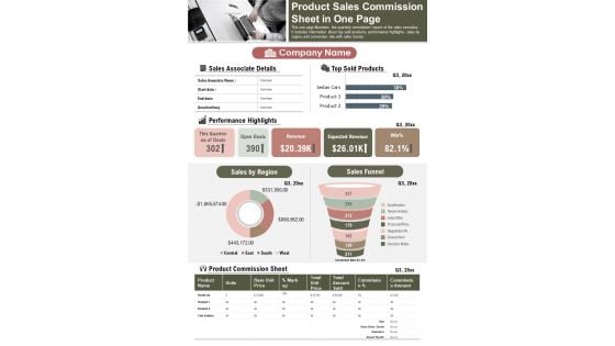 Product Sales Commission Sheet In One Page PDF Document PPT Template Product Sales Commission Sheet In One Page PDF Document PPT Template