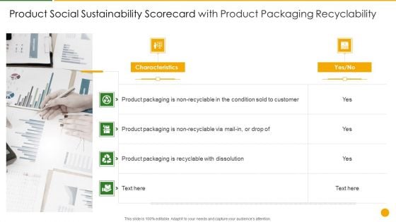 Product Social Sustainability Scorecard With Product Packaging Recyclability Mockup PDF Product Social Sustainability Scorecard With Product Packaging Recyclability Mockup PDF