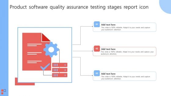 Product Software Quality Assurance Testing Stages Report Icon Icons PDF