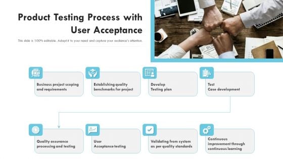 Product Testing Process With User Acceptance Ppt PowerPoint Presentation Gallery Topics PDF
