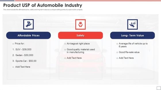 Product USP Of Automobile Industry Background PDF Product USP Of Automobile Industry Background PDF