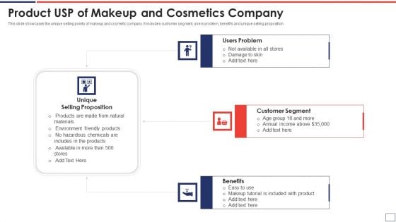 Product USP Of Makeup And Cosmetics Company Infographics PDF