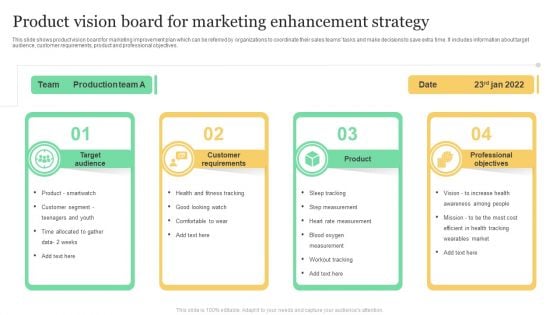 Product Vision Board For Marketing Enhancement Strategy Ideas PDF Product Vision Board For Marketing Enhancement Strategy Ideas PDF