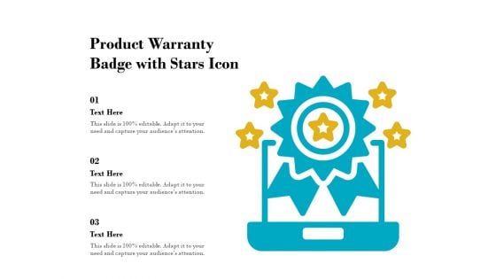 Product Warranty Badge With Stars Icon Ppt PowerPoint Presentation Pictures Example Topics PDF