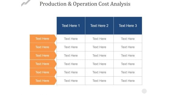 Production And Operation Cost Analysis Ppt PowerPoint Presentation Professional Show