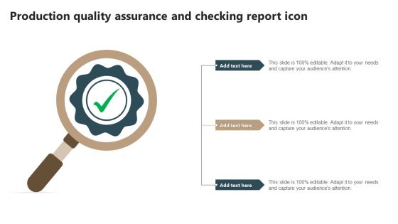 Production Quality Assurance And Checking Report Icon Graphics PDF